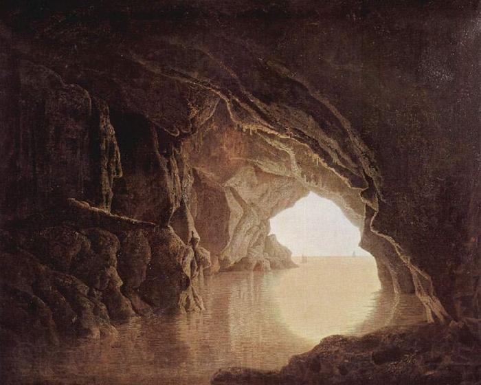 Joseph wright of derby Cave at evening, by Joseph Wright, Norge oil painting art